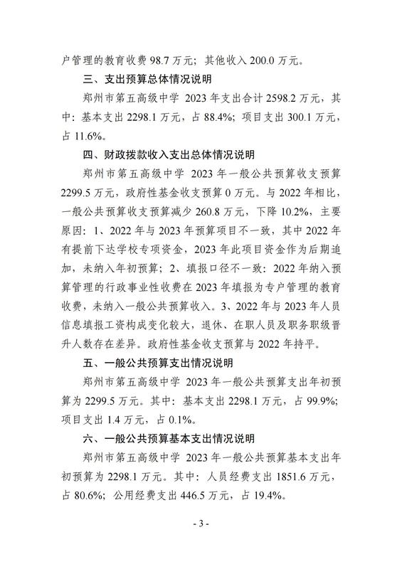 2023年郑州市第五高级中学预算公开_02